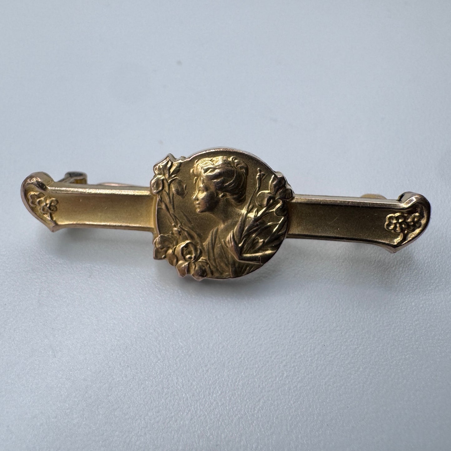 Broche ancienne Art Nouveau - vers 1900 - plaque or FIX