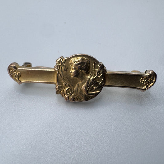 Broche ancienne Art Nouveau - vers 1900 - plaque or FIX