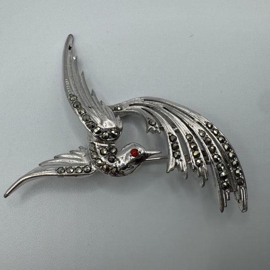 Broche ancienne « oiseau » metal et marcassites