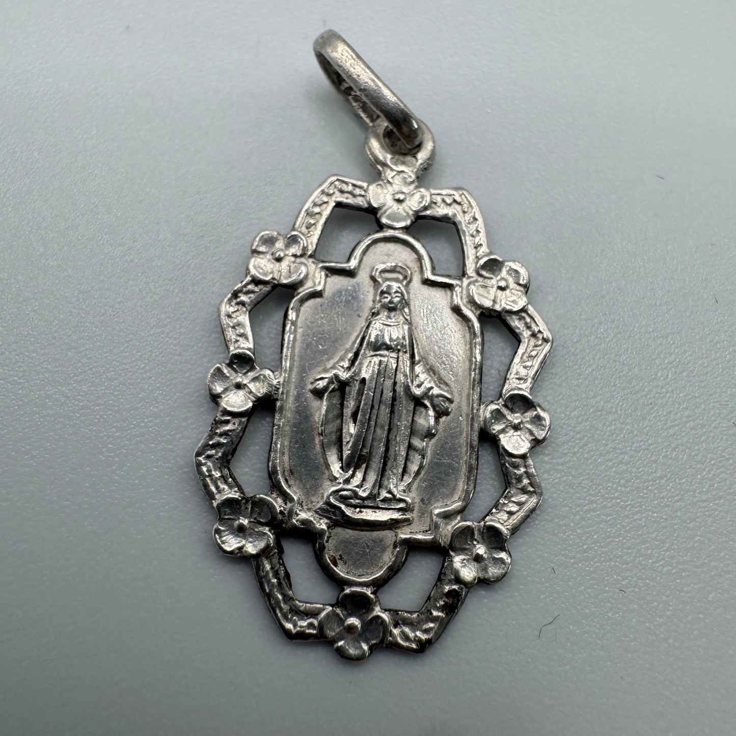 Médaille religieuse ancienne en argent - Souvenir de Mission 