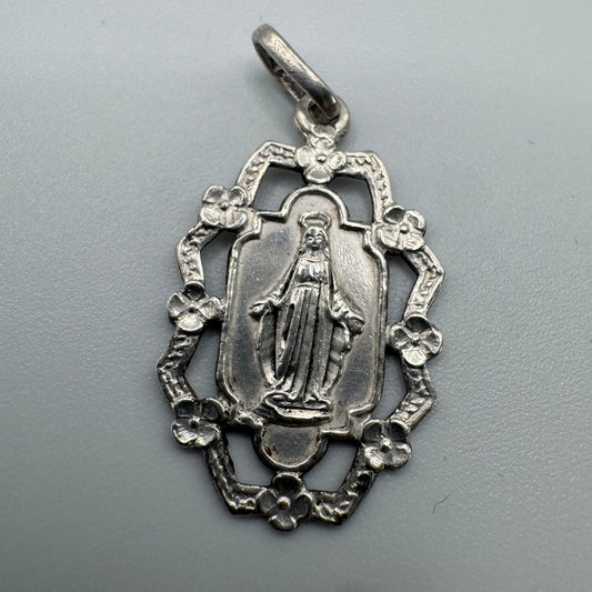 Médaille religieuse ancienne en argent - Souvenir de Mission 