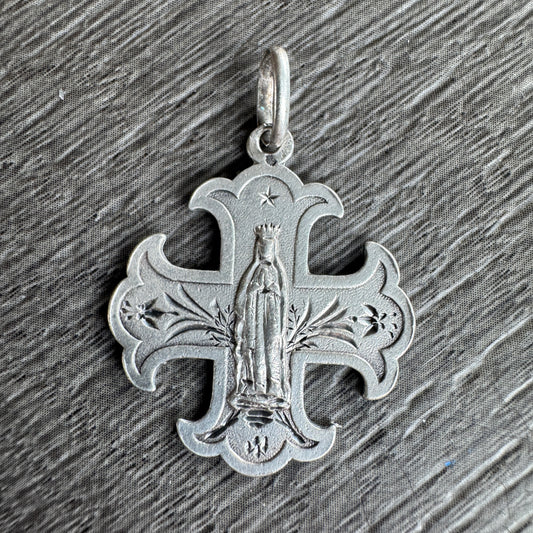 Médaille religieuse ancienne en argent - Sainte Vierge