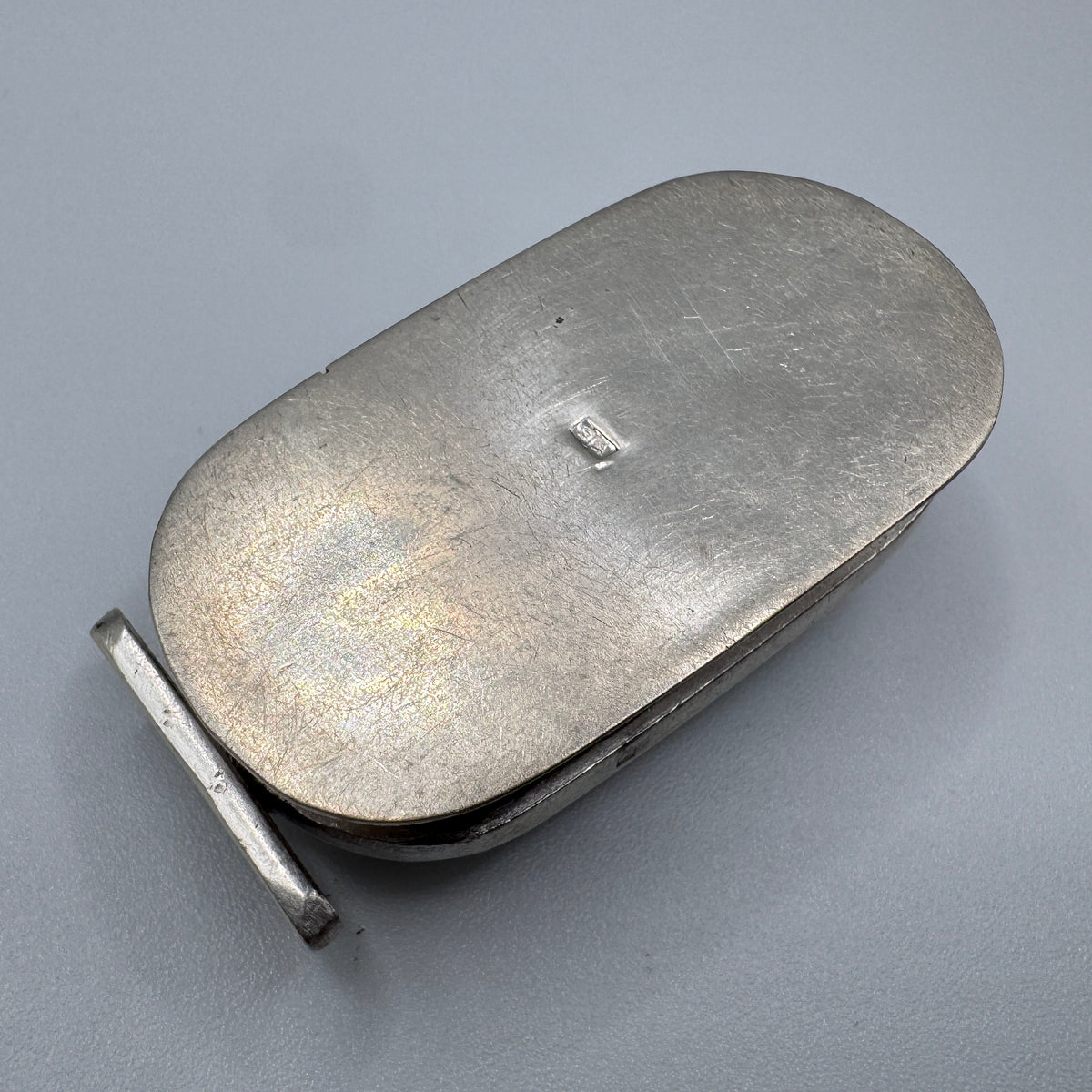 boîte ancienne cartouche égyptien  - argent massif et marqueterie nacre