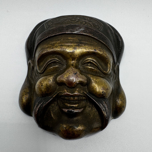 Masque Japonais Miniature Noh periode Meiji - bronze régule