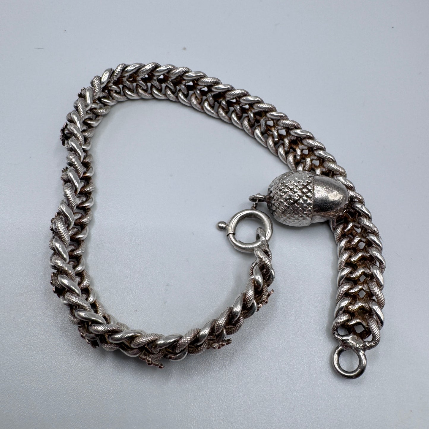 Bracelet ancien vers 1900 en argent massif et vermeil