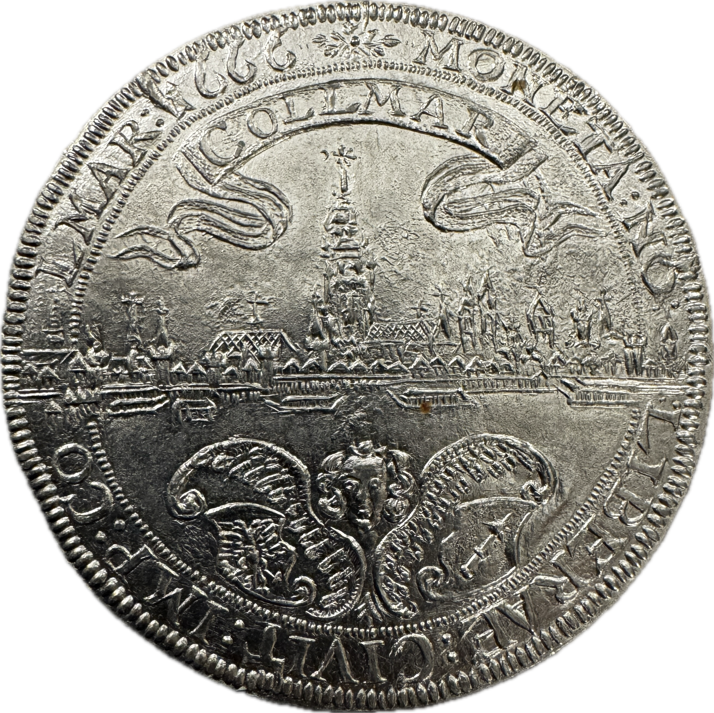 Médaille artistique en étain « vue de la Ville au 17eme  - cercle numismatique de Colmar »
