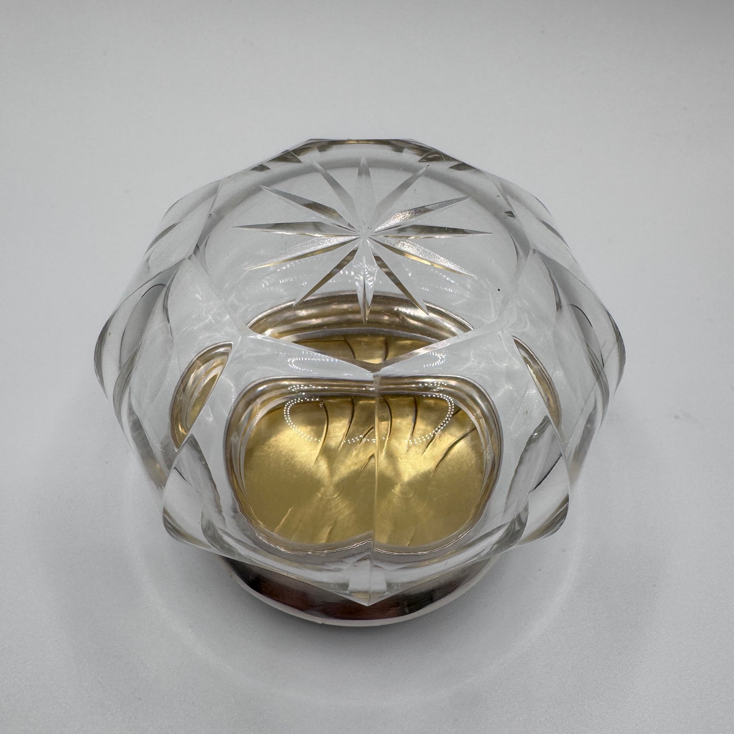 boîte à coton en argent massif et cristal