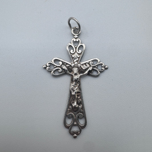 Croix crucifix ancien - argent massif