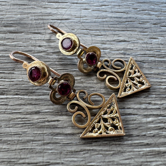 Boucles d’oreilles anciennes époque 1900 - plaqué or