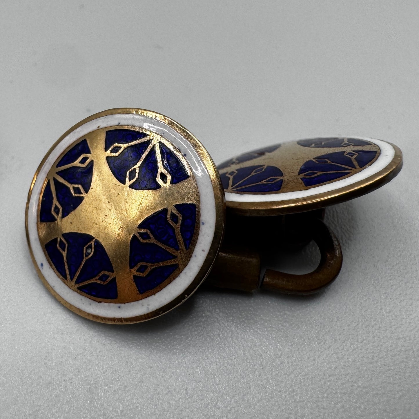 Boutons de manchettes ancien - bronze émaillé