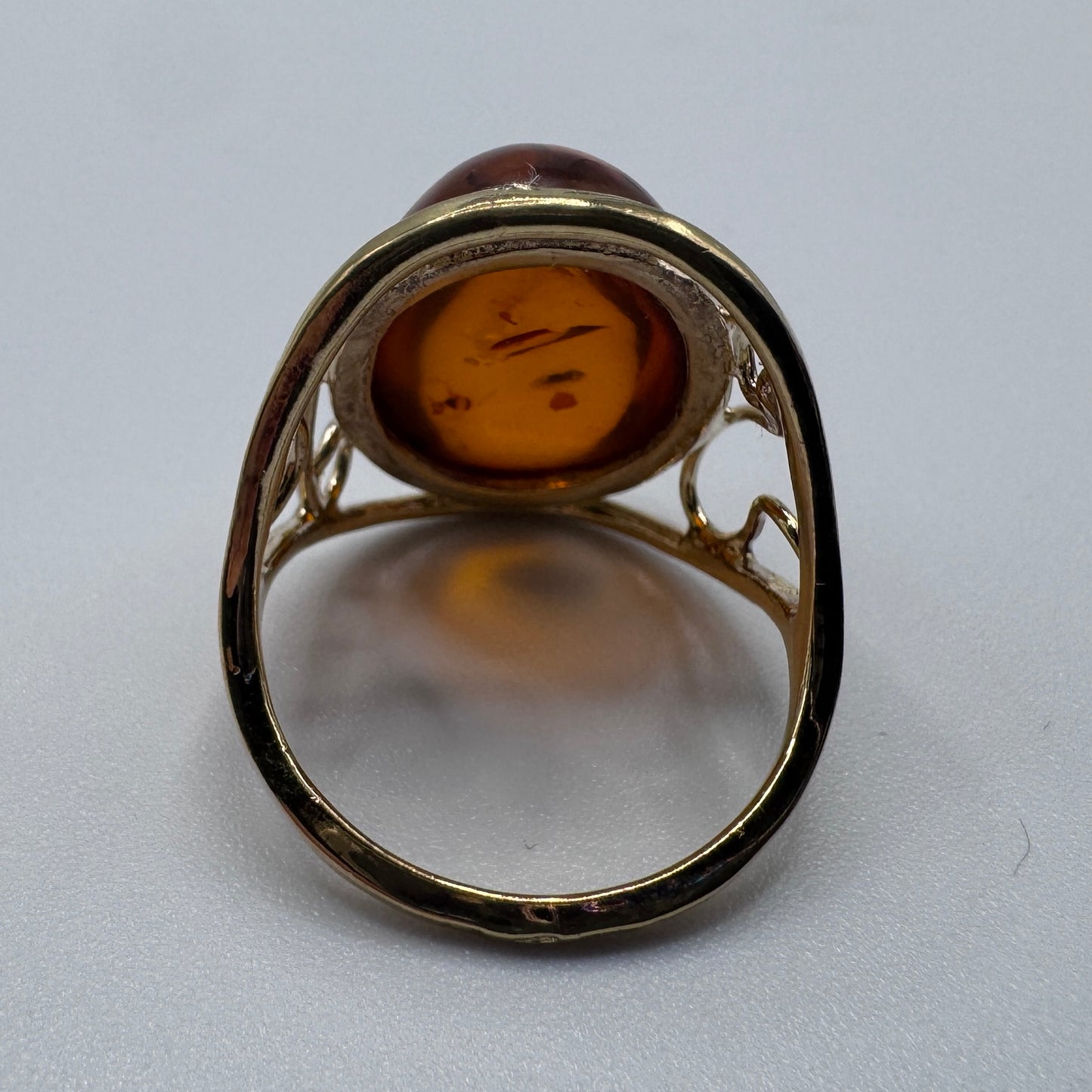 Jolie Bague en argent vermeil et ambre