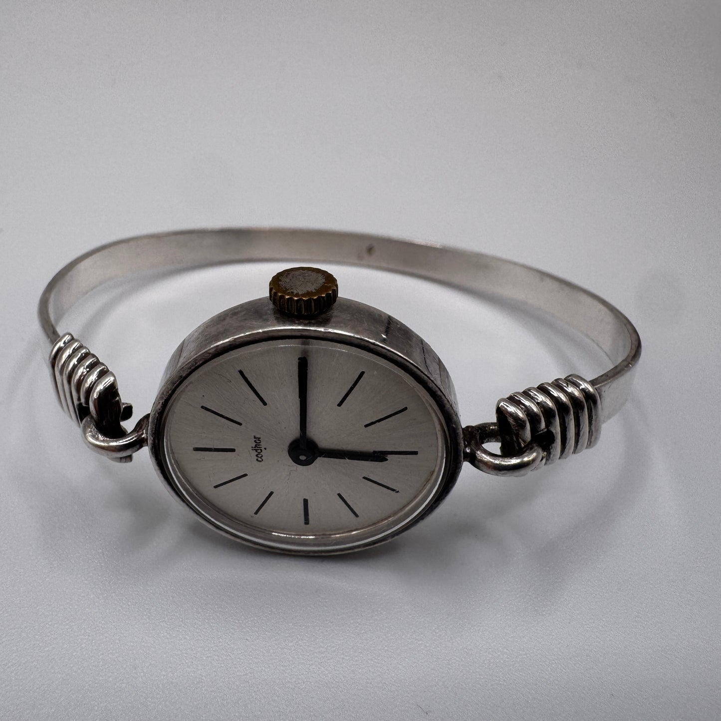 Montre bracelet mécanique de femme ancienne CODHOR - argent