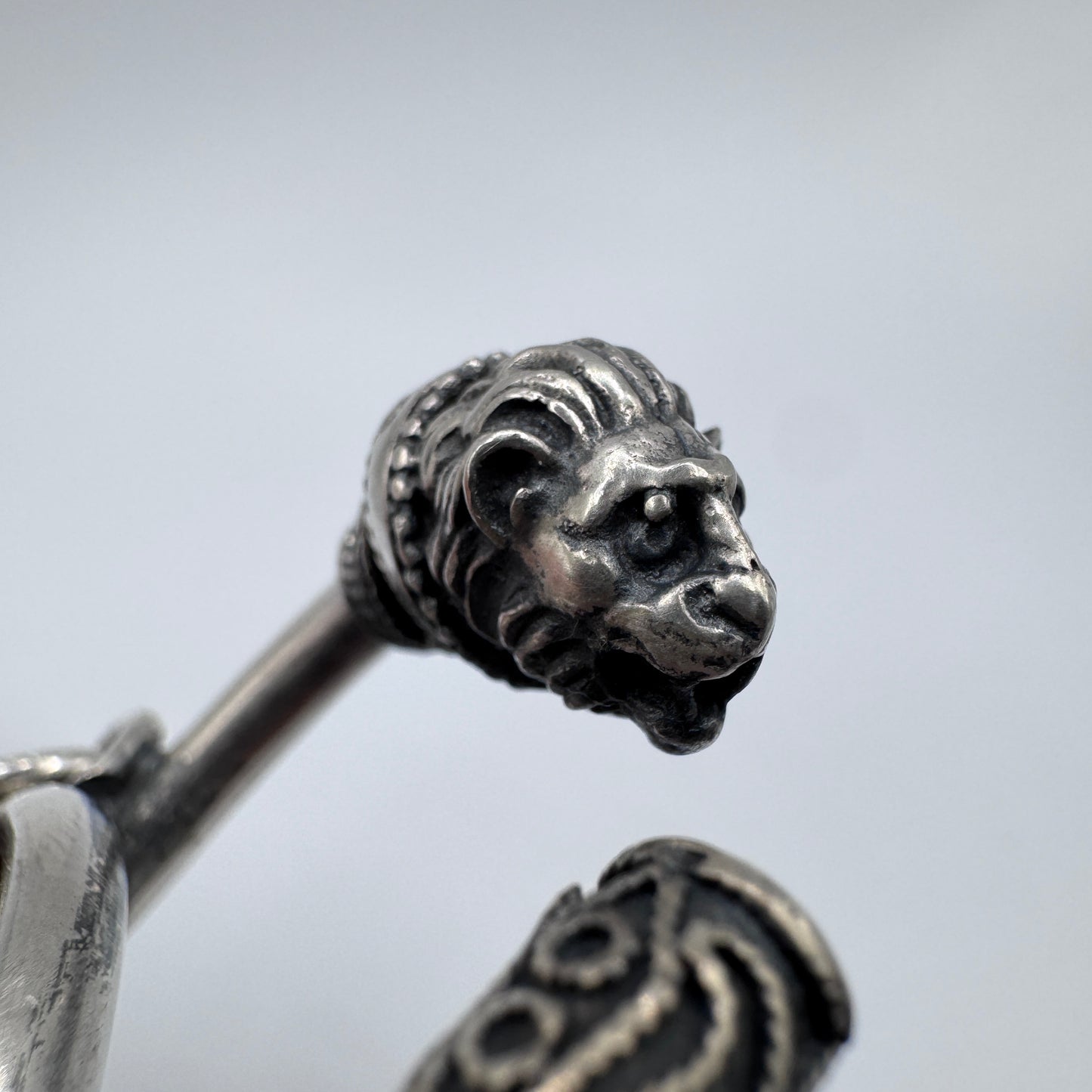Rare grand Pendentif ancien Celte « têtes de Lions » - argent massif