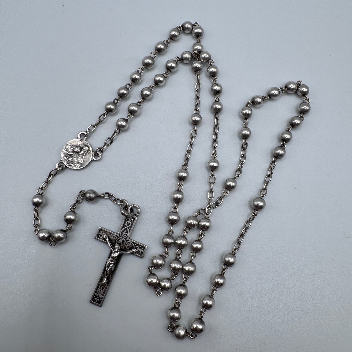 Chapelet ancien  entièrement en argent