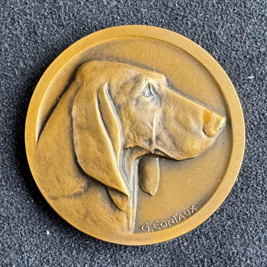 Medaille ancienne en bronze « Société canine du bas Poitou » - signée Contaux