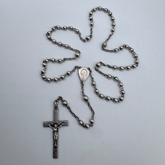 Superbe Chapelet d’enfant ancien entièrement en argent
