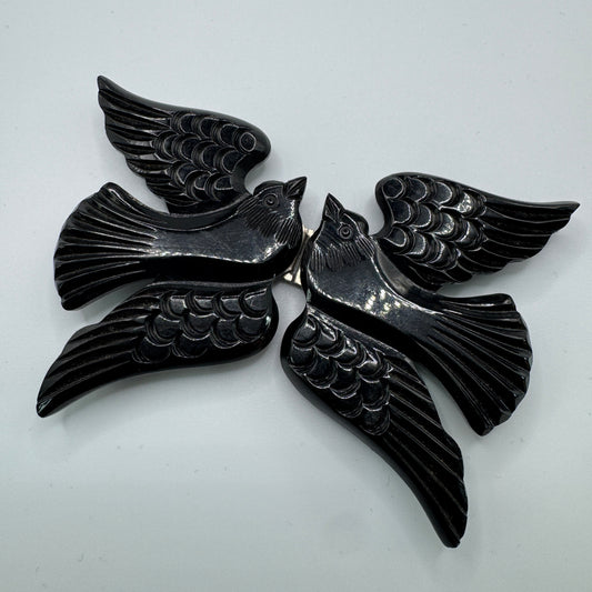 Boucle de ceinture en Bakélite  - motif colombes
