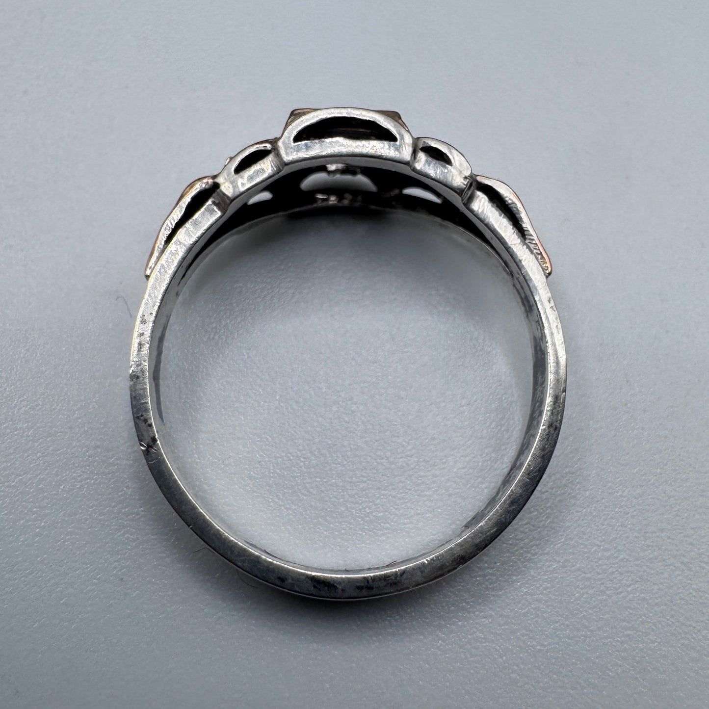 Superbe bague ancienne Art Deco argent massif et or - neuf stock ancien bijoutier