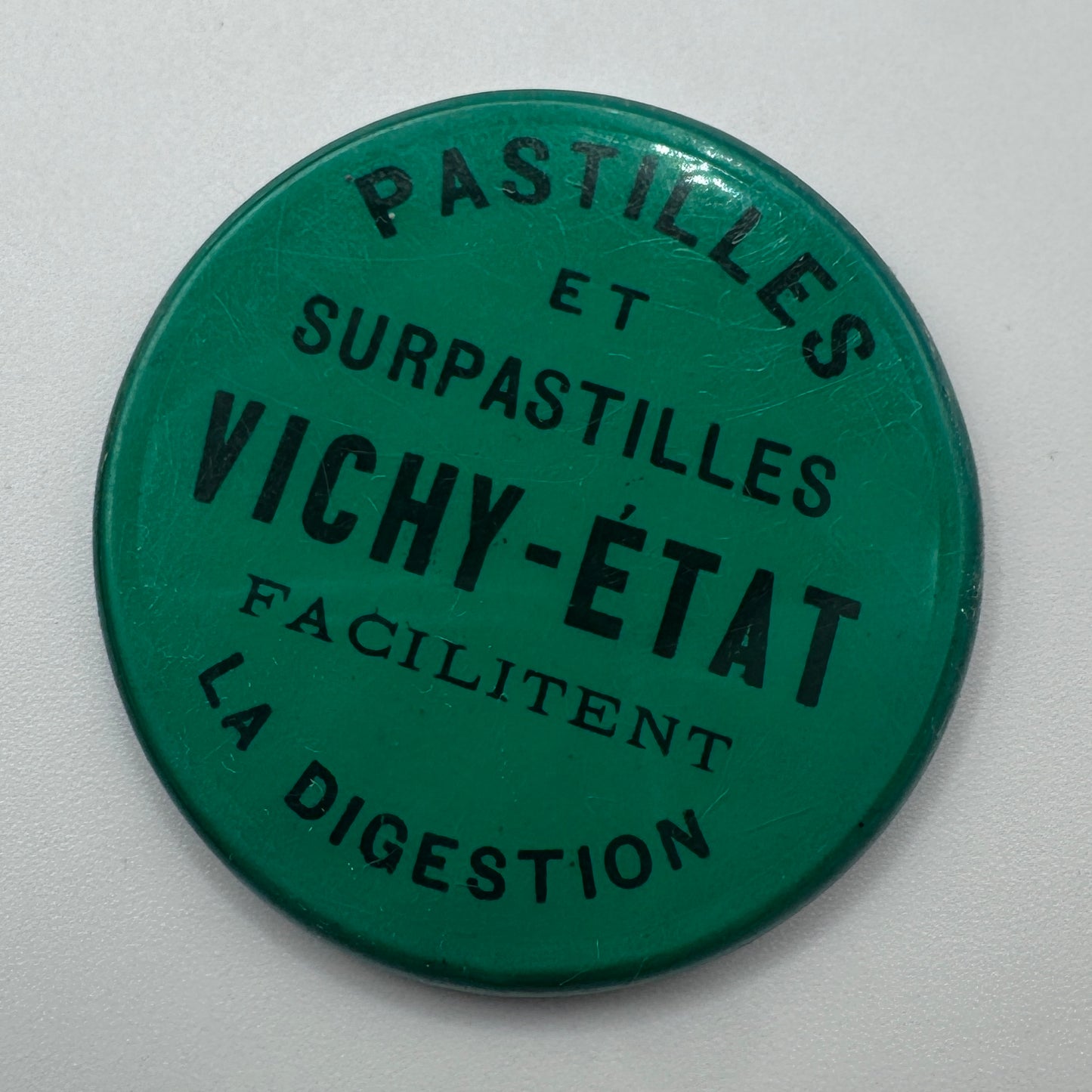 Miroir de poche ancien publicitaire « pastilles Vichy-Etat »
