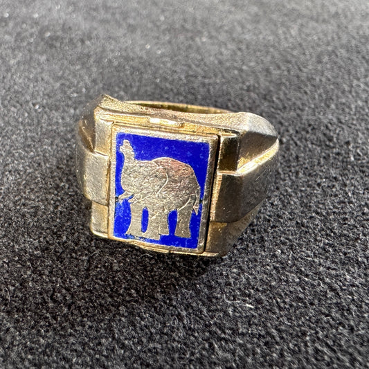 chevalière art deco émaillée - « Éléphant  »
