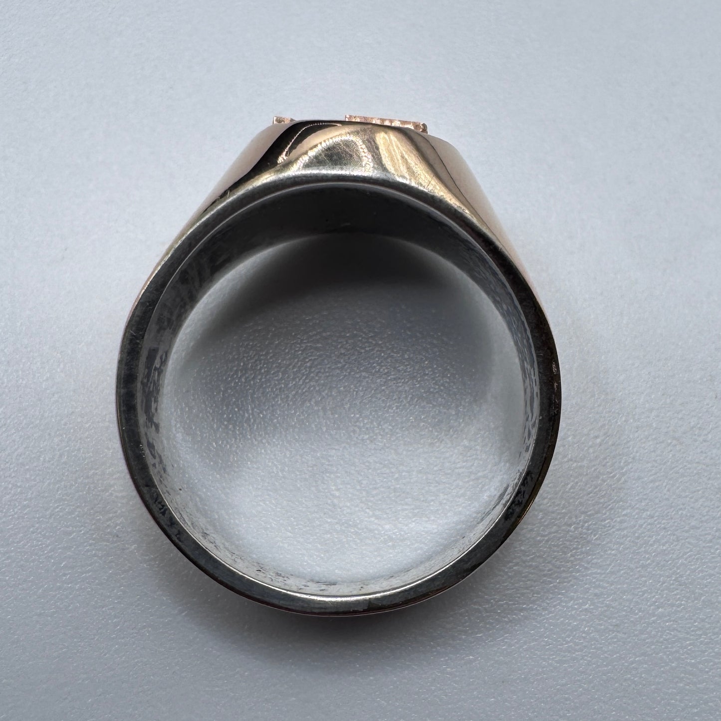Superbe chevalière ancienne initiales FM - argent et or