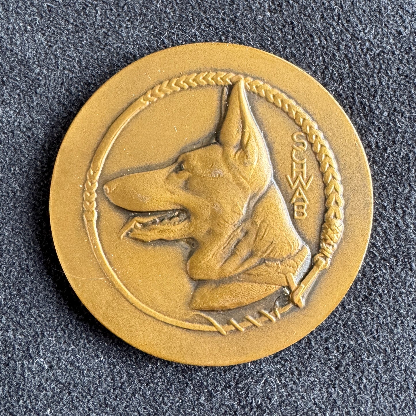 Medaille ancienne en bronze « Société canine du Poitou » - signée Schawb