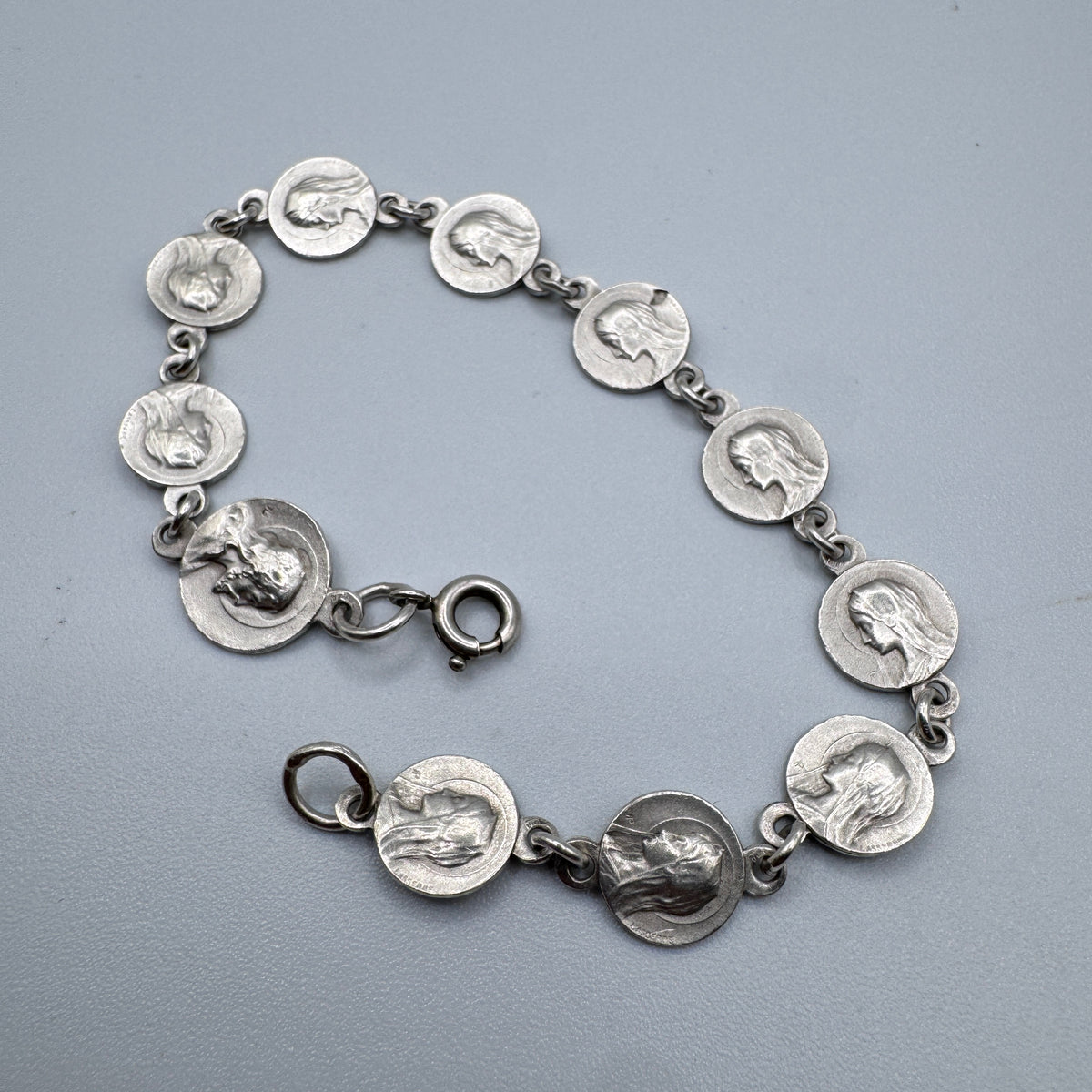 Superbe Dizainier ancien en argent « Sainte Vierge »
