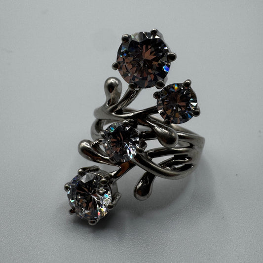 Superbe Bague en argent et verroterie