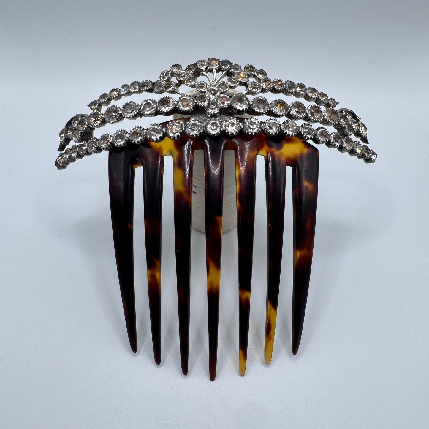 Rare Peigne diadème Napoléon III - écaille et argent