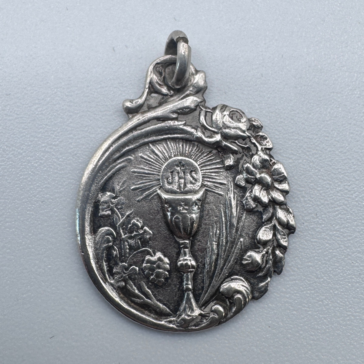 Medaille religieuse ancienne « Calice » - argent massif