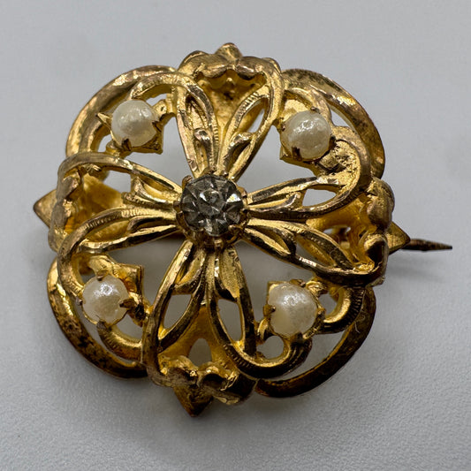 Broche ancienne vers 1900 - métal doré