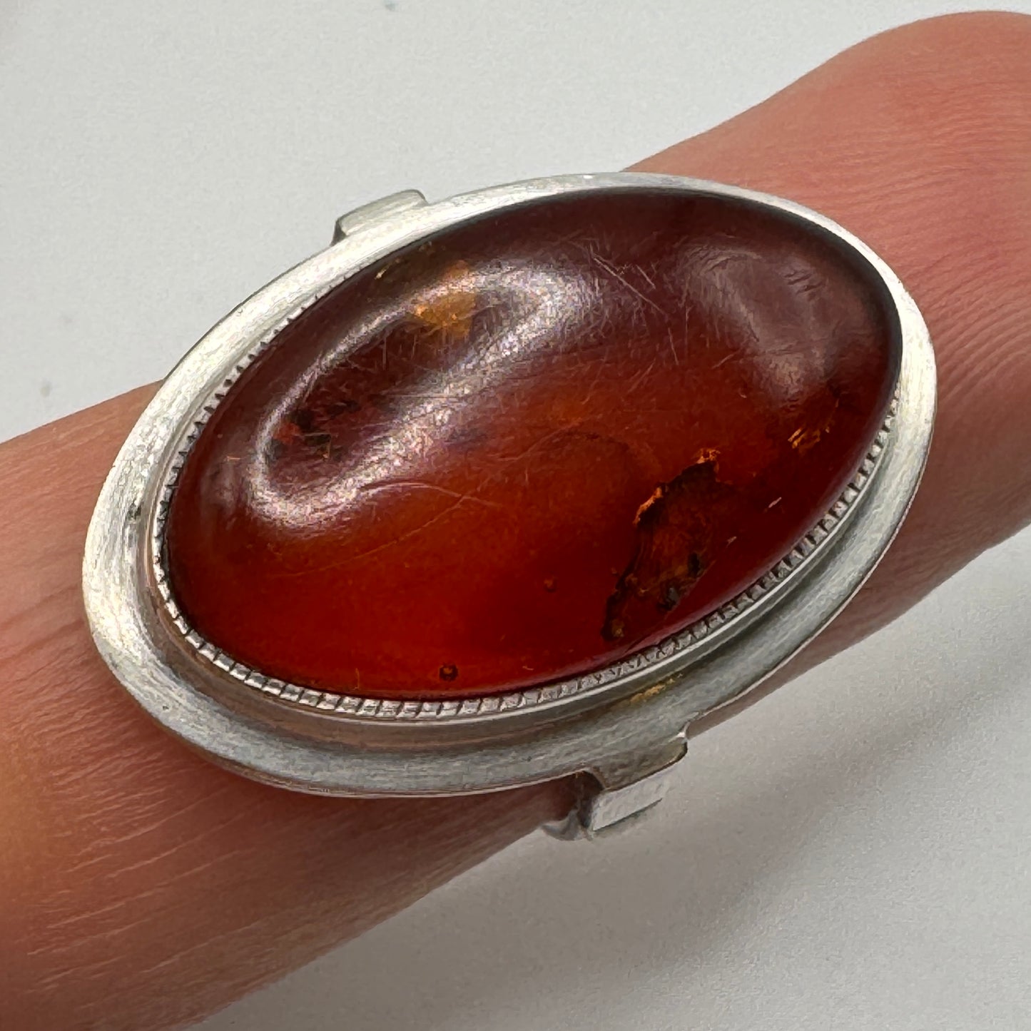 Jolie Bague en argent et ambre