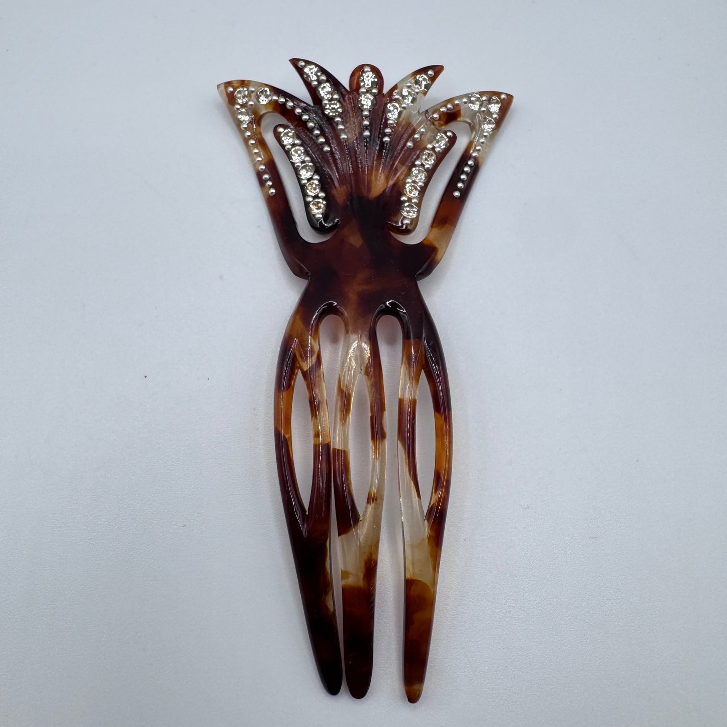 Petit Peigne à cheveux art deco - celluloïd et strass