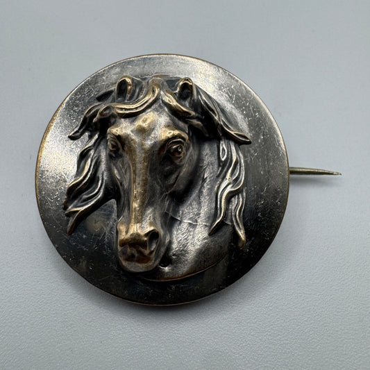 Broche ancienne « cheval »  - métal argenté
