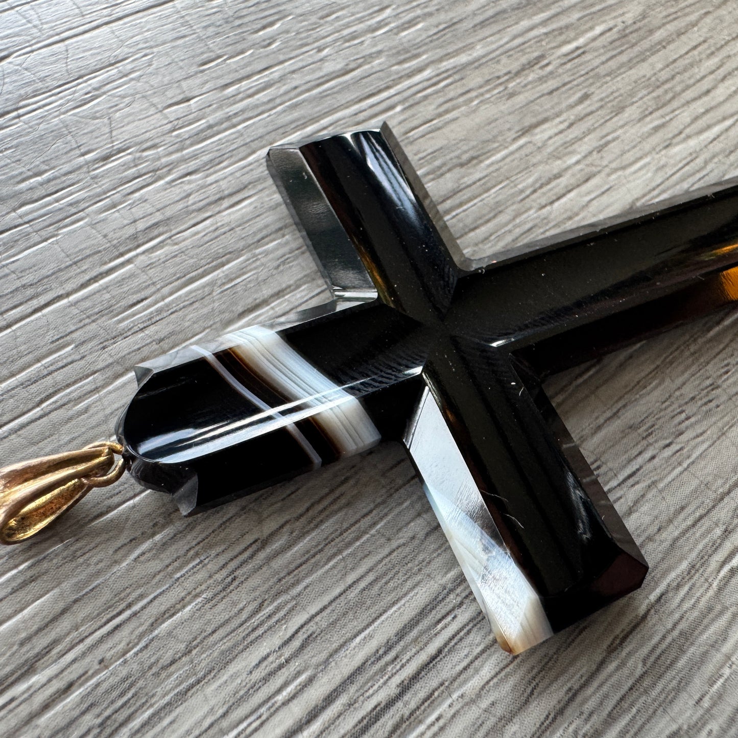 Croix pectorale ancienne - agate cornaline