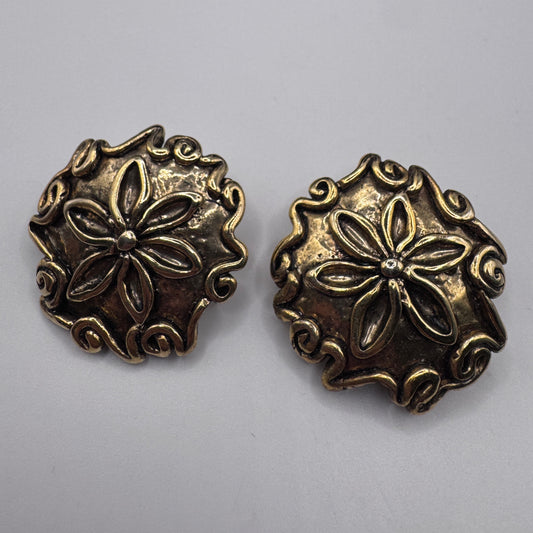Jolis grands Clips vintage - plastique métallisé bronze