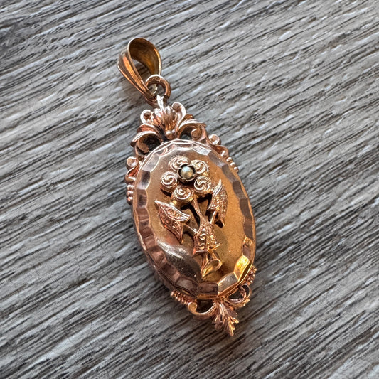 Pendentif ancien porte photo ou relique - plaqué or