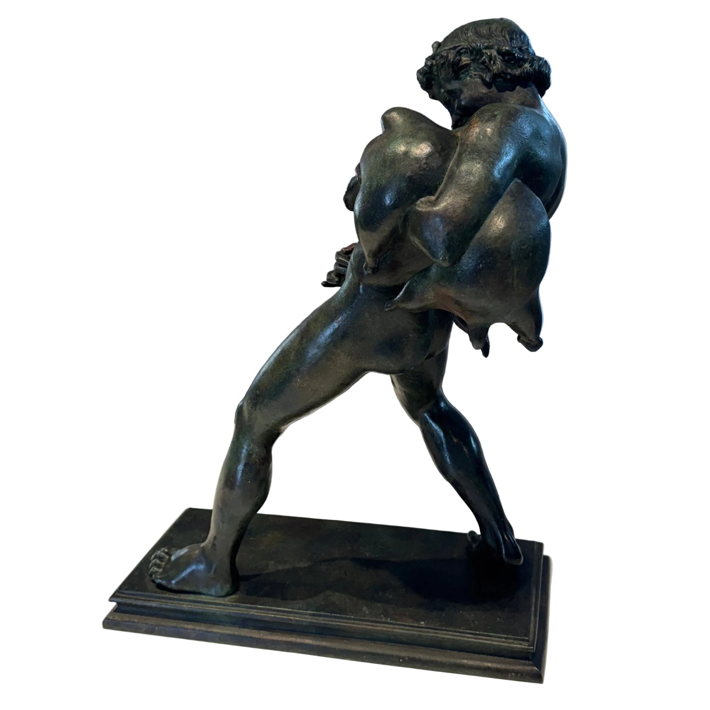 Sculpture en bronze a l’antique XIXeme - « Le faune et l’outre de vin » d’après Sabatino de Angelis (1838-1915)