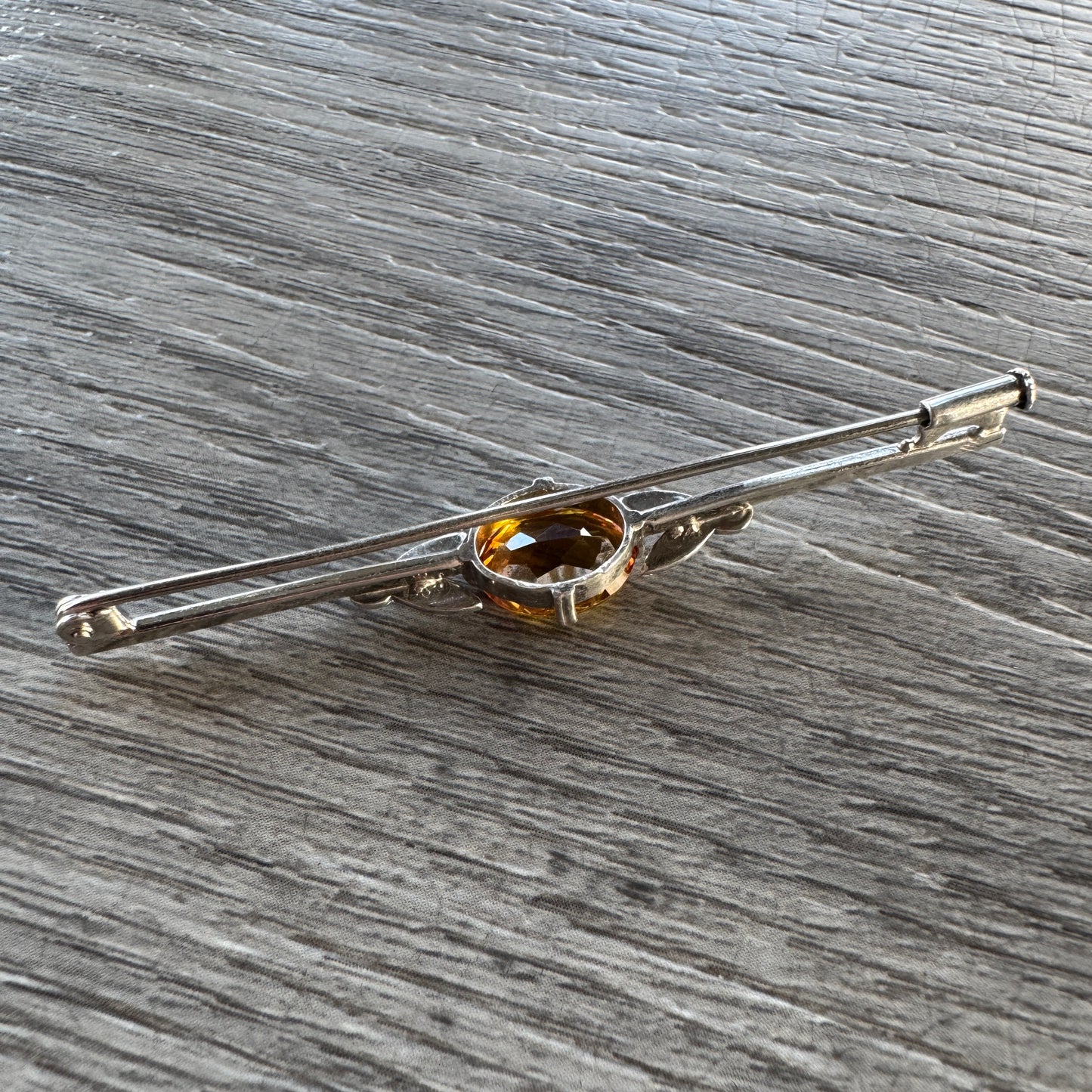 Broche ancienne Art Deco - argent massif et pierre