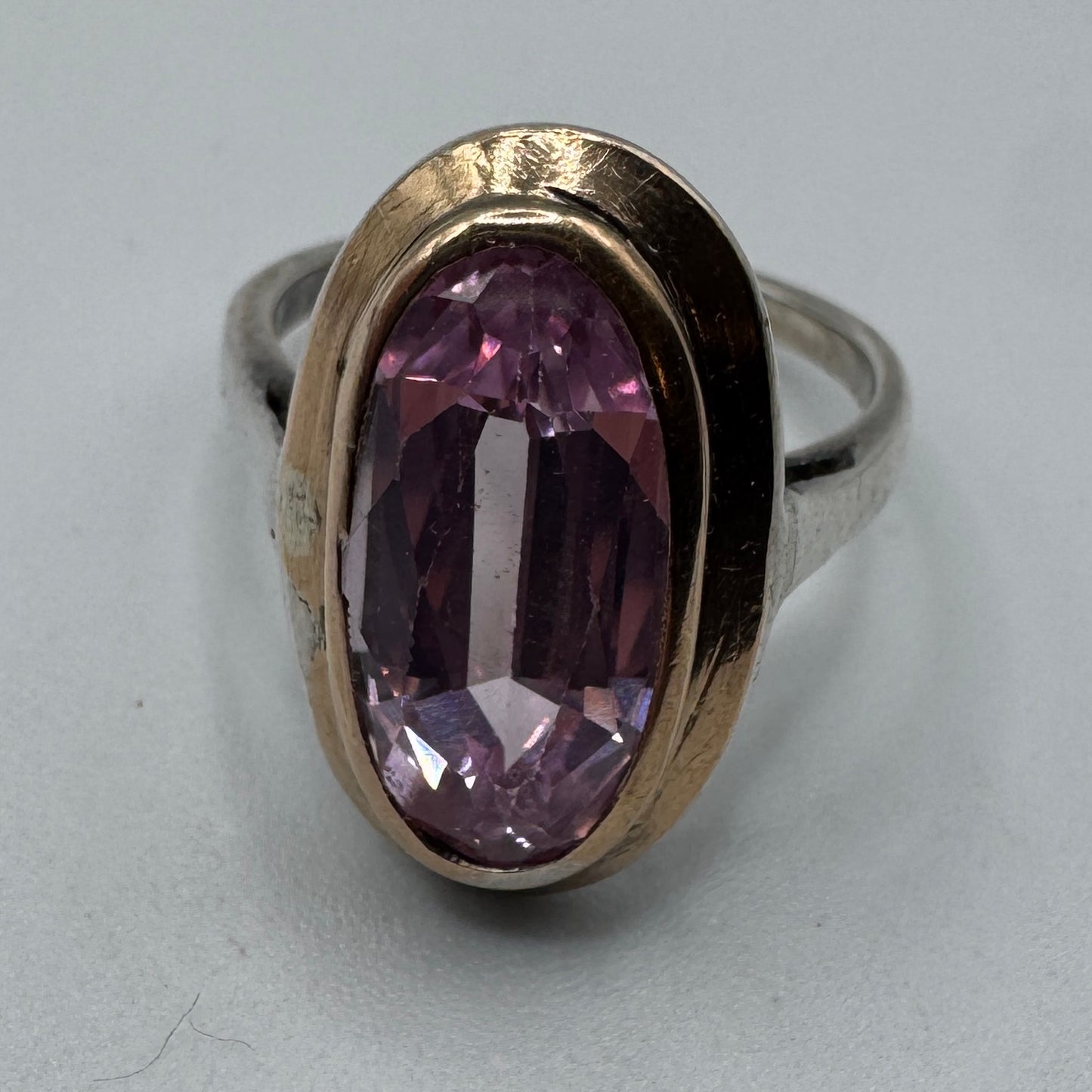 Bague Art Déco en argent et vermeil