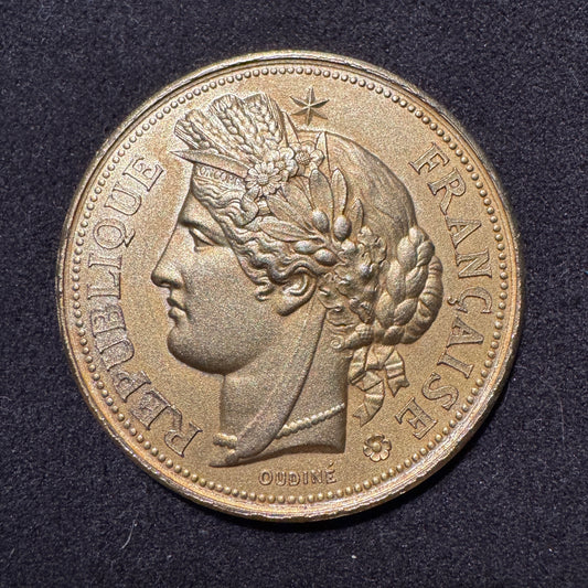 Médaille ancienne en vermeil « Cérès - concours de tir  » par Oudiné