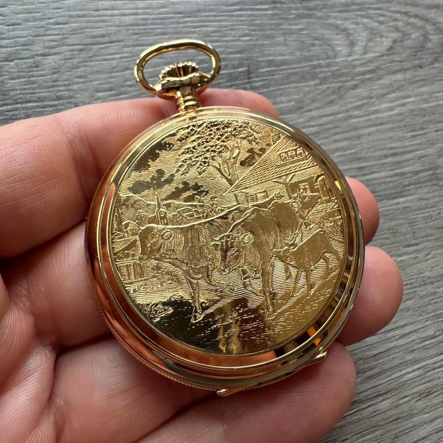 Superbe montre à gousset MATY Suisse « décor vaches »