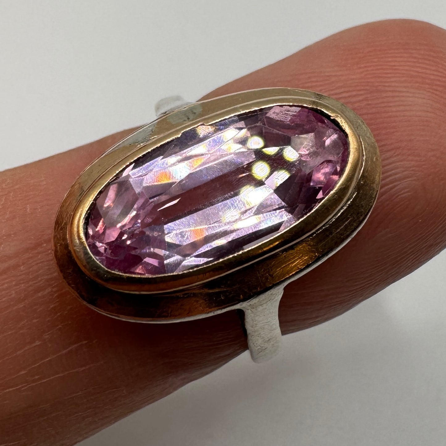 Bague Art Déco en argent et vermeil