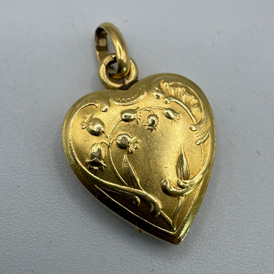 Pendentif ancien vers 1900 « cœur » en plaqué or