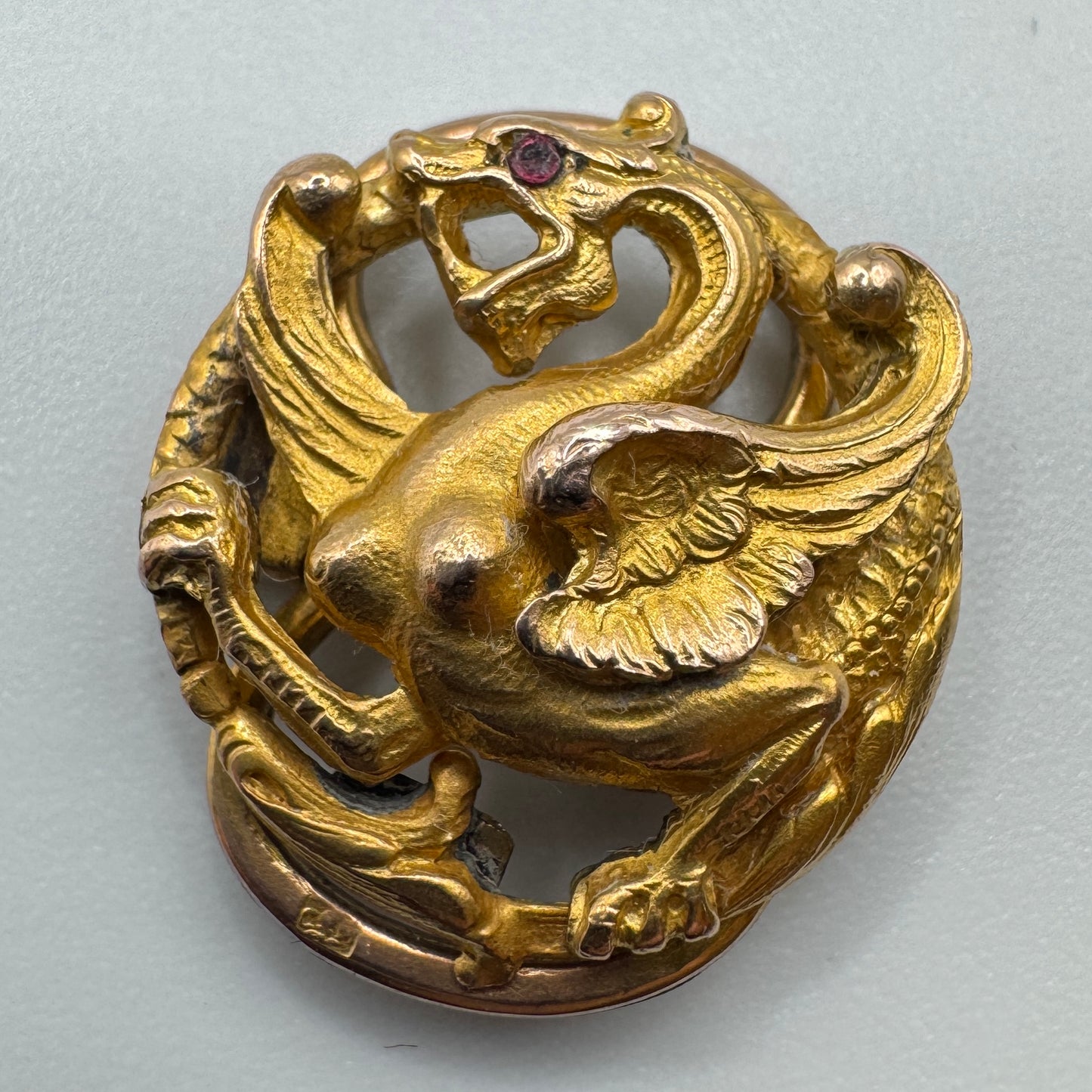 Passant de sautoir Art Nouveau « chimère » - plaqué or