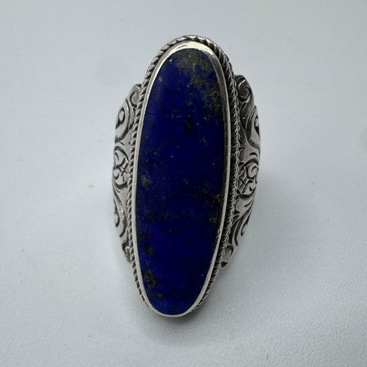 Grosse Bague en argent et lapis-lazuli