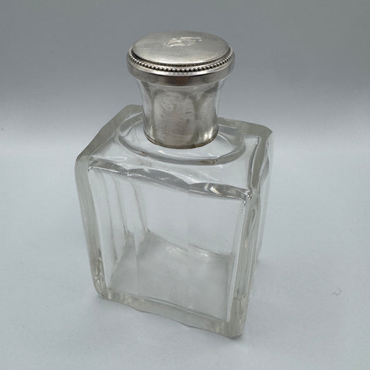 Flacon à parfum en argent massif et cristal