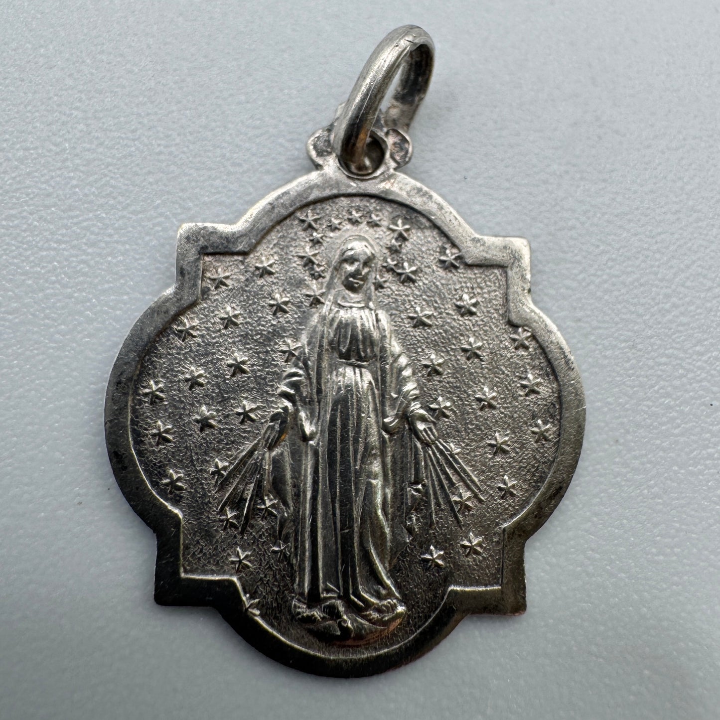 Medaille religieuse ancienne en argent « sainte Vierge »
