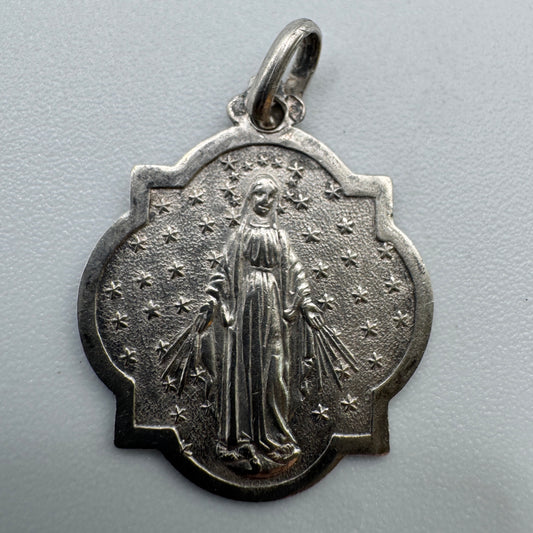 Medaille religieuse ancienne en argent « sainte Vierge »