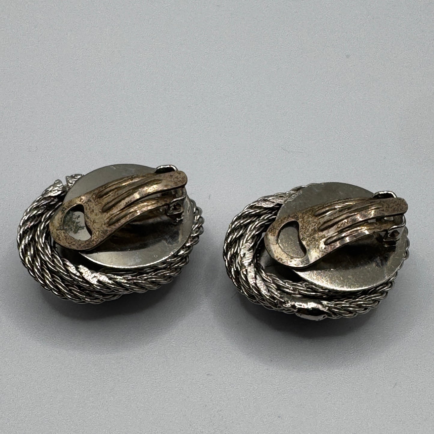 Grands Clips d’oreilles Vintage - métal et pâte de verre